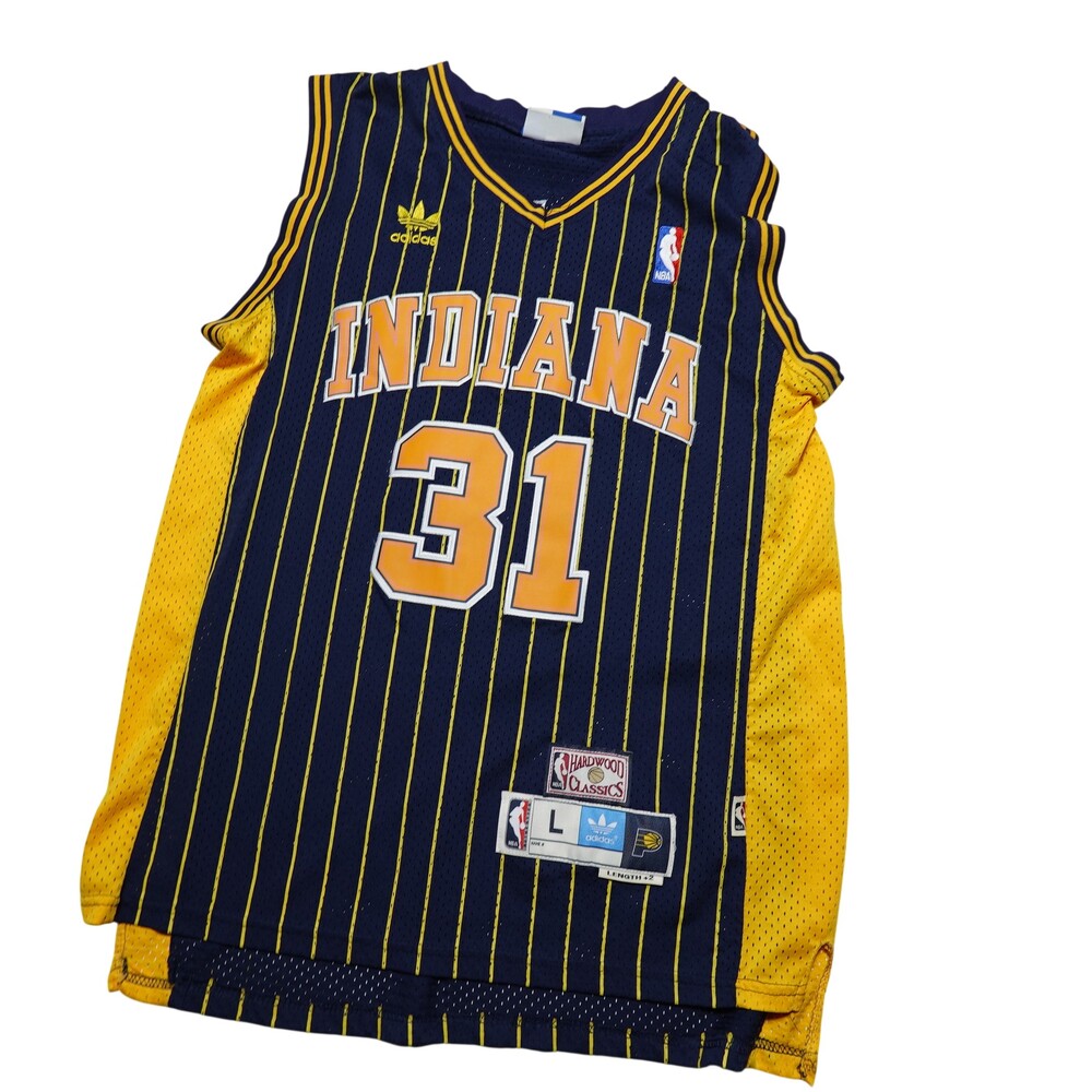 Indiana Pacers Jersey Mens L Blue NBA Basketball Reggie Miller 31 Adidas
